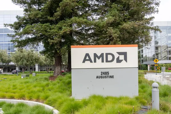 stock image AMD headquarters in Santa Clara, California, USA - June 10, 2023. Advanced Micro Devices (AMD) is an American multinational semiconductor company.