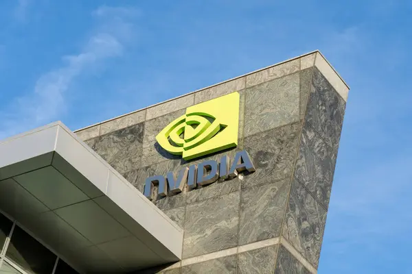 stock image Nvidia sign its headquarters in Santa Clara, California, USA - June 11, 2023. Nvidia Corporation is an American multinational technology company.