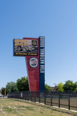 Draper Karargahı. Utah Ulusal Muhafız tabelası 25 Haziran 2023 'te Draper, Utah, ABD' de görüldü..