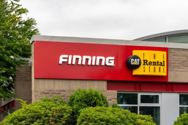 Finning Canada ve The Cat Rental Store Surrey, British Columbia, Kanada - 10 Temmuz 2023. Finning, Caterpillar ürünlerinde uzmanlaşmış Kanadalı bir endüstriyel ekipman satıcısı.. 