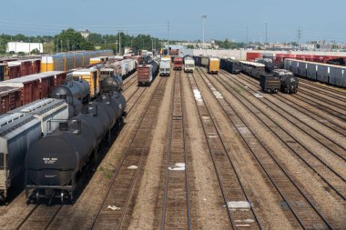 Symington Yard, Winnipeg, Manitoba, Kanada, 20 Temmuz 2023. Symington Yard Kanada Ulusal Demiryolu 'nun en büyük demiryolu sınıflandırma alanıdır.