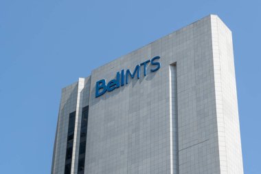 20 Temmuz 2023 Winnipeg, Manitoba, Kanada 'daki Bell MTS karargahı. Bell MTS Inc., BCE 'nin Manitoba' da telekomünikasyon hizmetlerini yürüten bir yan kuruluşu.