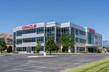 Lehi City, Utah 'daki Kahin Ofisi, 25 Haziran 2023. Oracle Corporation, ABD 'li çok uluslu bir bilgisayar teknolojisi şirketidir..