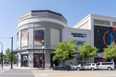 Northrop Grumman IMAX Theatre at Clark Planetarium in Salt Lake City, Utah, USA - June 27, 2023. These IMAX films focus on science and nature documentary programming clipart