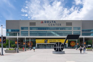 Delta Merkezi Salt Lake City, Utah, ABD - 28 Haziran 2023. Delta Merkezi kapalı bir mekandır..