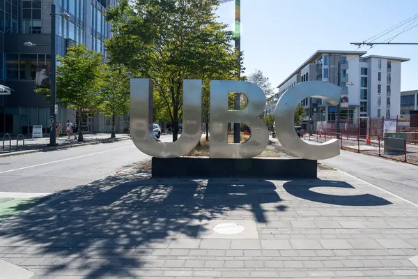 stock image UBC ground sign in the campus of the University of British Columbia, Vancouver, BC, Canada - July 9, 2023. University of British Columbia is a public university in Vancouver, Canada.