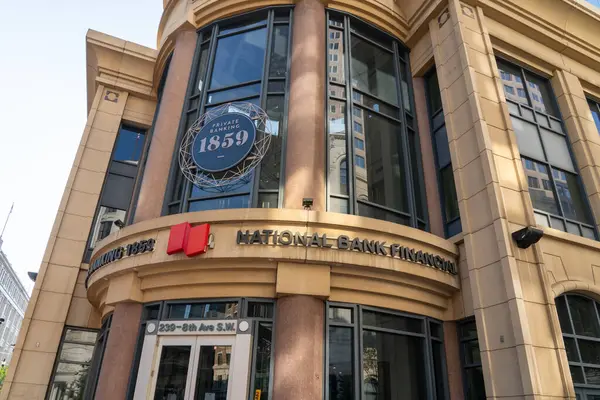 Stock image National Bank office on Stephen Avenue in downtown Calgary, Alberta, on July 3, 2023. The National Bank of Canada is a Canadian commercial bank.