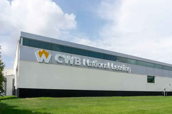 Stock image CWB National Leasing headquarters in Winnipeg, Manitoba, Canada - July 19, 2023. CWB National Leasing is a Canadian equipment financing company.