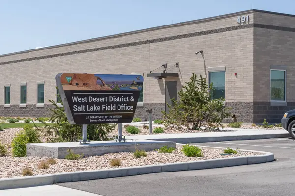 stock image Salt Lake City, Utah, USA - May 09, 2023: Bureau of Land Management West Desert District and Salt Lake Field Office At 491 John Glenn Rd, Salt Lake City, UT, USA.