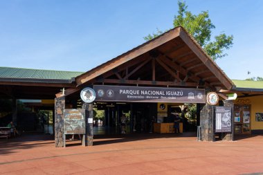 Puerto Iguazu, Argentina - January 15, 2023: Iguazu National Park main entrance in Puerto Iguazu, Argentina. The Iguazu National Park, shared between Brazil and Argentina, is one of the attractions clipart