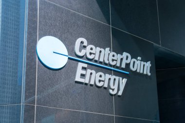Houston, Teksas, ABD - 4 Nisan 2024: Merkez Noktası Enerji logosunun kapatıldığı görüldü. Houston, Teksas, ABD. CenterPoint Energy, Inc. bir Amerikan elektrik ve doğal gaz şirketidir..