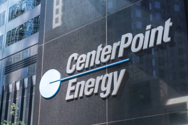 Houston, Teksas, ABD - 4 Nisan 2024: Merkez Noktası Enerji logosunun kapatıldığı görüldü. Houston, Teksas, ABD. CenterPoint Energy, Inc. bir Amerikan elektrik ve doğal gaz şirketidir..