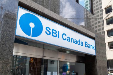 Toronto, Canada - May 16, 2020: A SBI Canada Bank branch in Toronto, Canada. SBI Canada Bank is a wholly owned subsidiary of State Bank of India. clipart