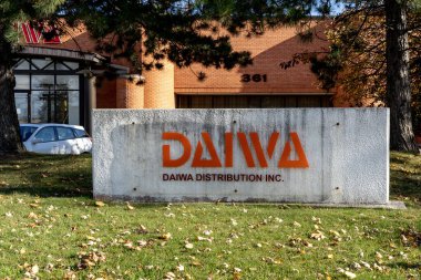 Markham, On, Kanada - 23 Ekim 2020: Daiwa şirketi tabelası Kanada 'nın Markham şehrinde görüldü. Daiwa Distribution Inc., Kanadalı bir bilgisayar ve tüketici elektroniği tedarikçisi..