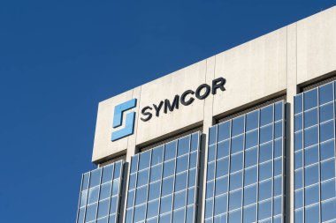 Mississauga, On, Kanada - 10 Kasım 2020 Mississauga 'daki genel merkez binalarına Symcor tabelasını kapatın. Symcor Inc. Kanadalı iş ve ödeme işleme hizmetleri sağlayıcısıdır..