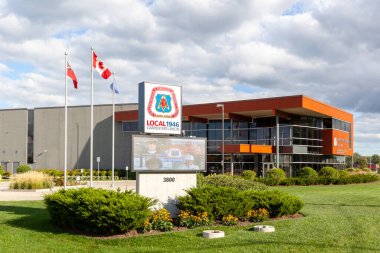 Londra, Ontario, Kanada - 30 Ağustos 2020: Kuzey Amerika 'nın en büyük sendikalarından biri olan Londra, Ontario' daki Amerika Yerel Marangozları ve Ortakları Birleşik Kardeşliği logosu