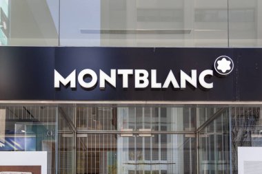 Toronto, Canada - May 16, 2020: Montblanc storefront at the Bloor Yorkville Area in Toronto, Ontario, Canada, a German manufacturer of writing instruments, watches, jewellery and leather goods. clipart