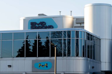 Mississauga, On, Canada - November 12, 2020: EMD Serono Canada Pharmaceutical Company building is shown in Mississauga, On, Canada. clipart