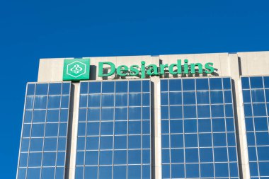 Mississauga, On, Kanada - 10 Kasım 2020: Desjardins şirketi Mississauga, On, Kanada 'daki ofis binasına imza attı. Desjardins Finansal Güvenlik Kanada 'da önde gelen bir finans örgütüdür..