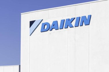 Markham, Ontario, Canada - August 5, 2019: Sign of Daikin Canada on the building in Markham, Ontario, Canada. Daikin Industries, Ltd. is a Japanese air conditioning manufacturing company. clipart