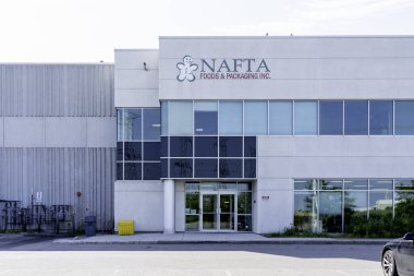 Brampton, On, Kanada - 4 Ağustos 2019: Brampton, On, Kanada 'daki Nafta Food and Packaging Inc genel merkezi. Nafta, yenilebilir ürünler üreten Kanadalı bir üreticidir..
