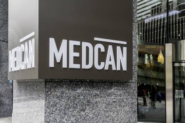Toronto, Kanada - 29 Ekim 2019: Medcan Toronto 'daki genel merkezlerinin önünde imza attı. Medcan, müşterilerin genel refahını değerlendiren ve onlara iyi yaşamaları için ilham veren küresel bir liderdir..