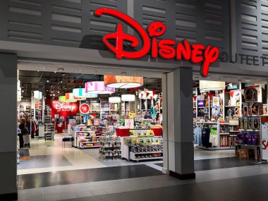 Vaughan, Ontario, Canada - June 4, 2019: Disney store front at Vaughan Mills Mall. The Disney Store is an international chain of specialty stores selling only Disney related items. clipart