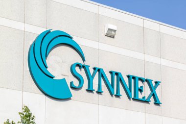 Markham, Ontario, Kanada - 29 Haziran 2018: Markham 'daki binaya Synnex tabelasını kapatın. Synnex Corporation bir bilgi teknolojisi tedarik zinciri hizmet şirketidir..