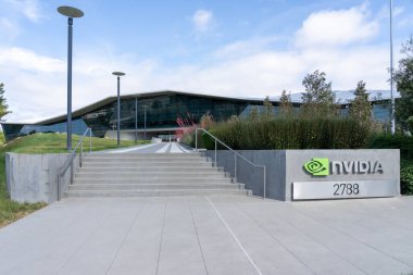 Nvidia headquarters in Santa Clara, California, USA - June 11, 2023. Nvidia Corporation is an American multinational technology company. clipart