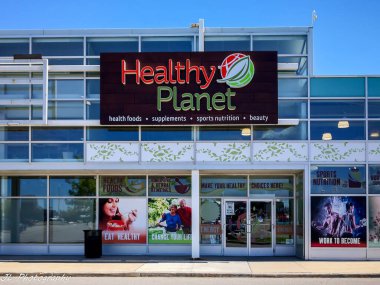 Oakville, Ontario, Canada - May 20, 2019: Healthy Planet storefront in Toronto, Ontario, Canada. Healthy Planet is a Canadian Health Food Store clipart