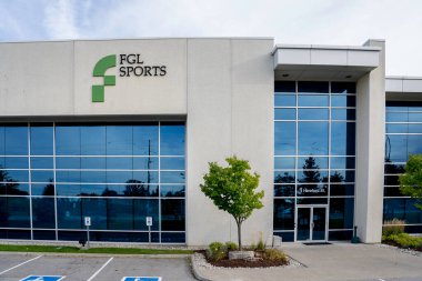 Mississauga, Ontario, Canada - October 5, 2019: Sign of FGL Sports on the building in Mississauga, Ontario, Canada. FGL Sports Ltd. is a Canadian sporting goods retailer. clipart