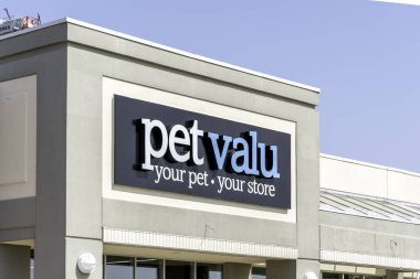 Oakville, Ontario, Canada - July 25, 2019: Pet Valu storefront in Oakville, Ontario, Canada, a Canadian retailer of pet food and supplies and merged with PetSmart, an American retail chain. clipart