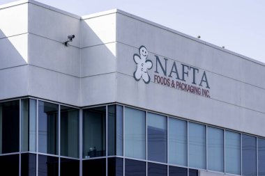 Brampton, On, Kanada - 4 Ağustos 2019: Brampton, On, Kanada 'daki Nafta Food and Packaging Inc genel merkezi. Nafta, yenilebilir ürünler üreten Kanadalı bir üreticidir..