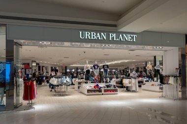 East Rutherford, NJ, USA - August 16, 2022: A Urban Planet clothing store a shopping mall in East Rutherford, NJ, USA. clipart