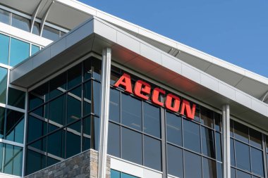 Calgary, Alberta, Kanada 'daki Aecon ofisi, 4 Temmuz 2023. Aecon Group Inc. Kanada 'da bir inşaat şirketi.