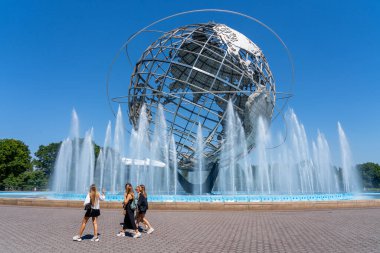 New York City, USA - August 19, 2022: Unisphere in Flushing Meadows Corona Park in New York City. The Unisphere is a spherical stainless steel representation of Earth designed by Gilmore D. Clarke. clipart