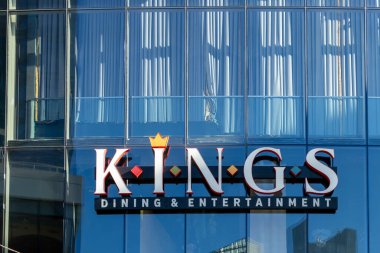 Boston, MA, USA - November 11, 2023: Close up of Kings Dining and Entertainment in Boston, MA, USA clipart