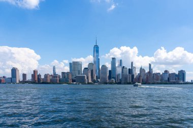 Manhattan şehir merkezi gökyüzü Jersey City, NJ, ABD