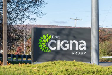 8 Kasım 2023 'te Bloomfield, Connecticut, ABD' deki merkezde bir Cigna Grubu imzası..