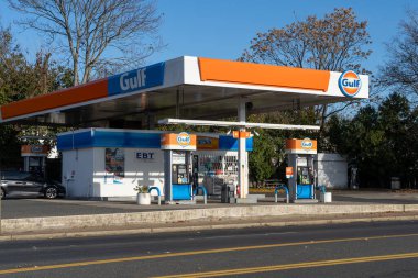 A Gulf gas station in Springfield, MA, USA, on November 12, 2023 clipart