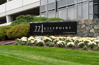 Waltham, MA, USA - November 10, 2023: Ground sign of CityPoint at 77 4th Ave, Waltham, MA, USA clipart