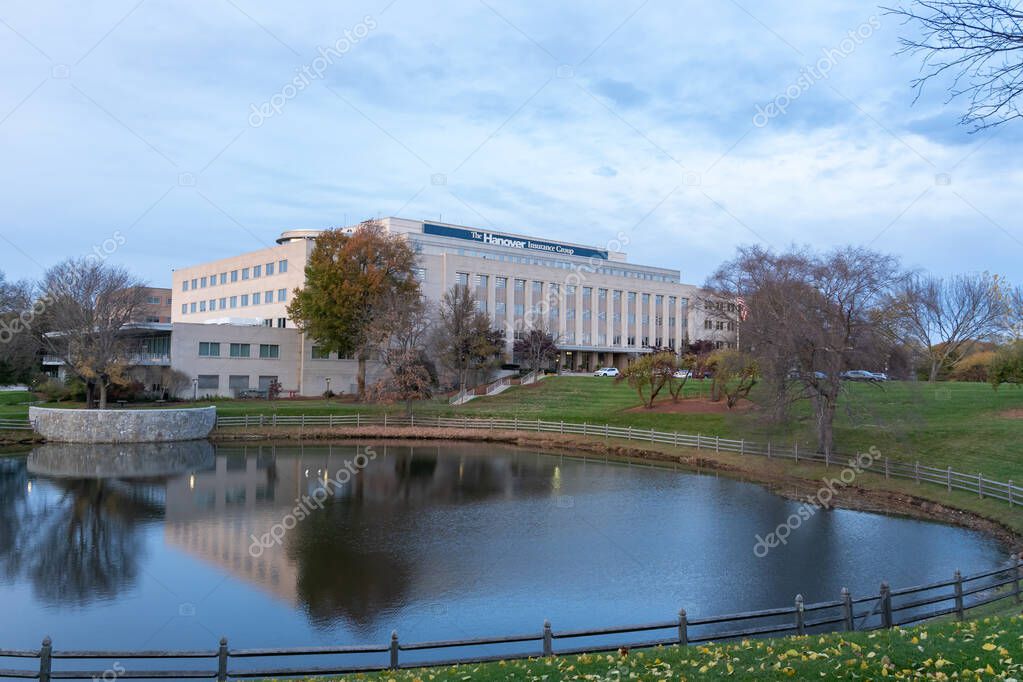 Hanover Insurance Group headquarters in Worcester, MA, USA, on November 8, 2023. The Hanover Insurance Group is an American insurance company.
