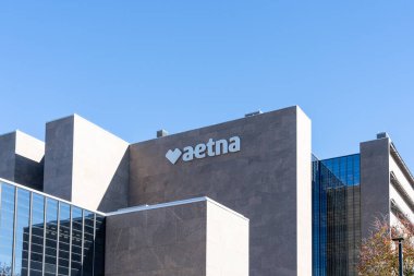 8 Kasım 2023 'te Hartford, Connecticut, ABD' deki Aetna yönetim merkezi. Aetna Inc bir Amerikan sağlık şirketi.. 