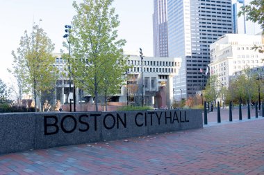 Boston, MA, USA - November 11, 2023: City Hall-Government Center in Boston, officially the City of Boston, is the capital and most populous city of the U.S. state of Massachusetts.                clipart