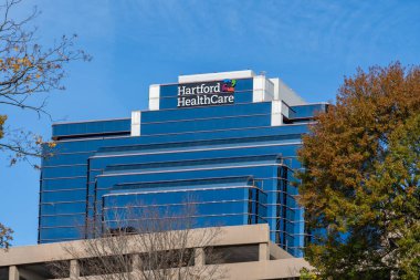 Hartford Sağlık Hizmetleri binası 8 Kasım 2023 'te Hartford, Connecticut, ABD' de. Hartford Sağlık Hizmetleri Connecticut 'ın en kapsamlı sağlık ağıdır.