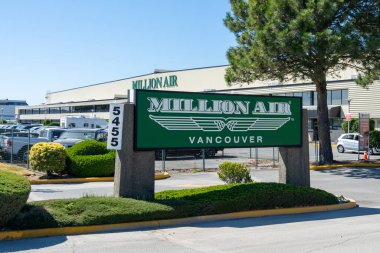 Million Air office at Vancouver International Airport in Richmond, British Columbia, Canada - July 9, 2023. Million Air is a privately held aviation company that operates fixed-base operators (FBOs). clipart