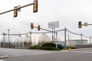 Marcus Hook, Delaware, Pennsylvania, ABD 'deki Marcus Hook Terminali, 4 Kasım 2023. Enerji Transfer LP, ABD 'li doğalgaz ve propan boru hattı taşımacılığı şirketi..