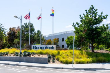 Genentech merkezi Güney San Francisco, Kaliforniya, ABD - 7 Haziran 2023 Genentech, Inc. bir Amerikan biyoteknoloji şirketidir..
