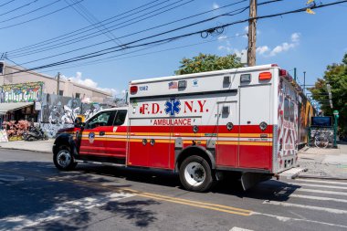 New York City, USA - August 19, 2022: An FDNY Ambulance on the street in New York City. clipart