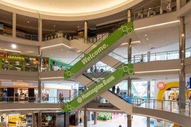 Bloomington, MN, USA-May 5, 2023: Interior of Mall of America in Bloomington, MN, USA. Mall of America is a shopping mall with stores, restaurants, theme park, cinema and aquarium. clipart